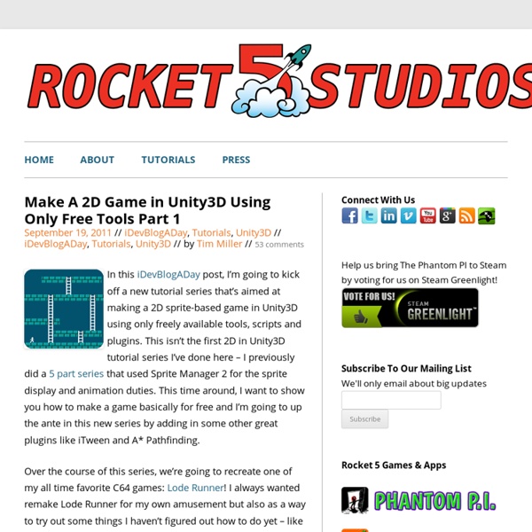 Make A 2D Game in Unity3D Using Only Free Tools Part 1 