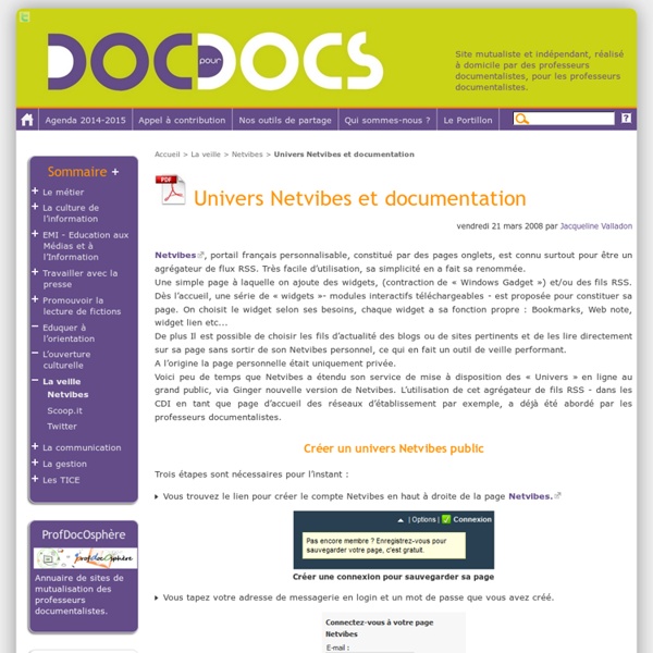 Univers Netvibes et documentation