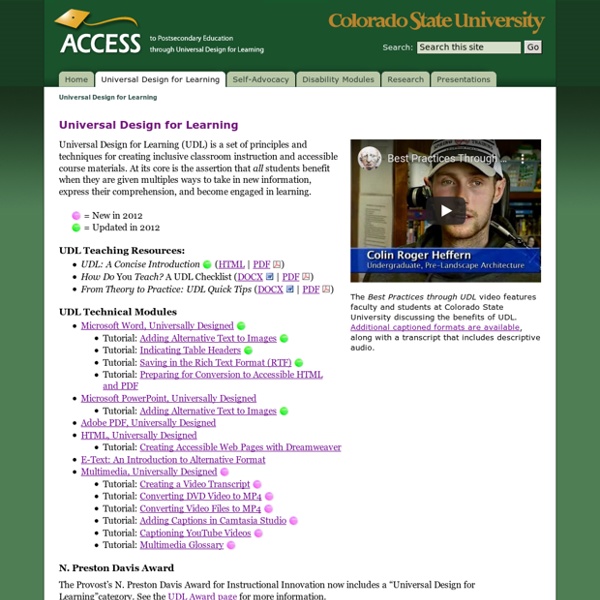 Universal Design for Learning - The ACCESS Project - Colorado State University