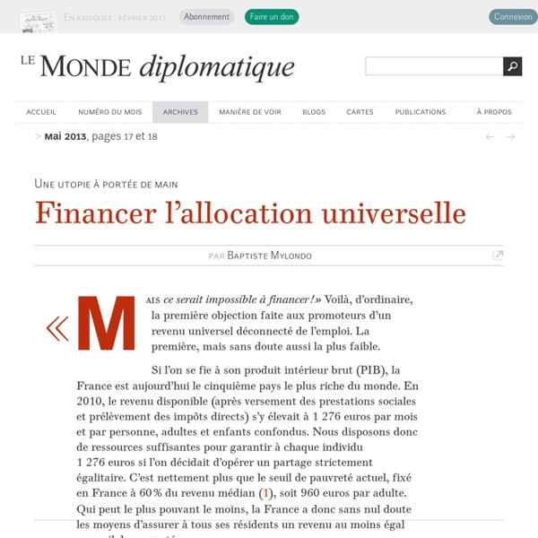 Financer l’allocation universelle, par Baptiste Mylondo