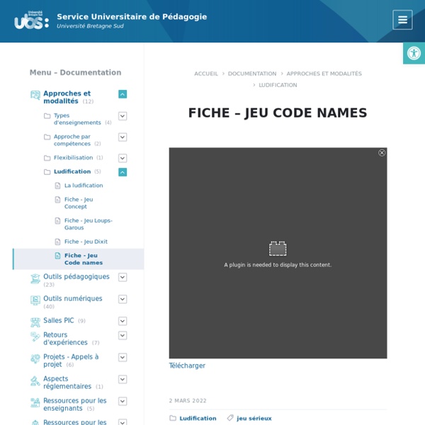 Fiche – Jeu Code names – Service Universitaire de Pédagogie