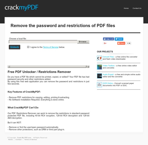 Crack My PDF - Unlock PDF files online for free. Remove PDF Restrictions