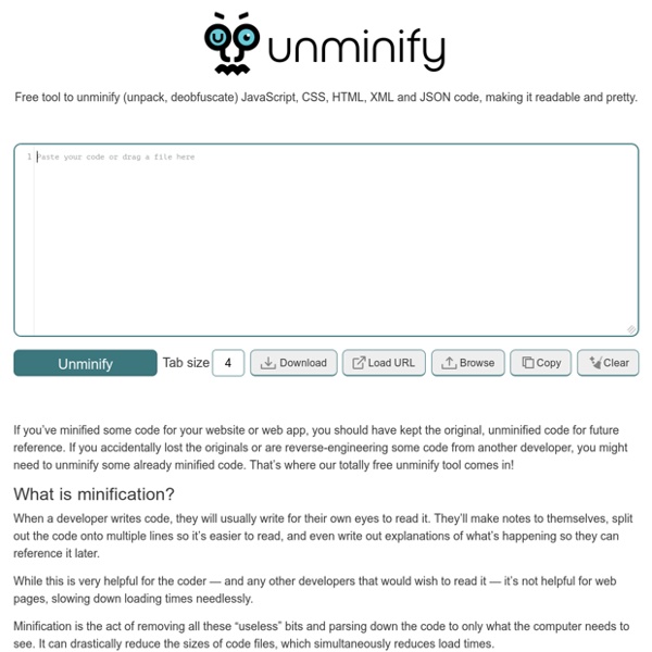 Unminify JS, CSS and HTML Code