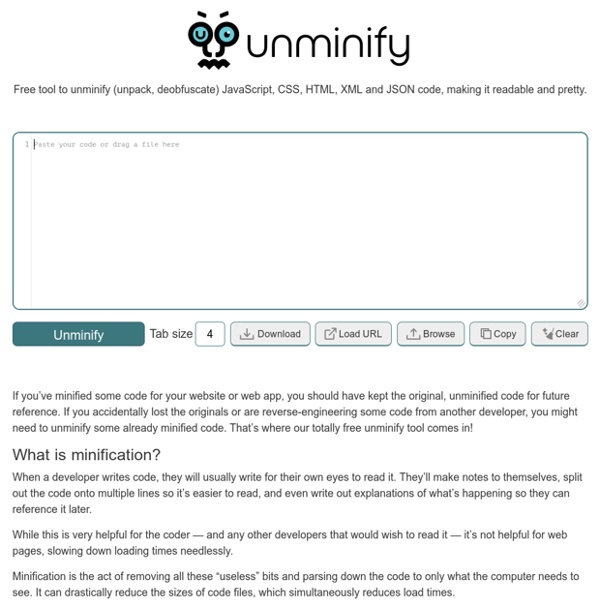 Unminify JS, CSS and HTML Code Pearltrees