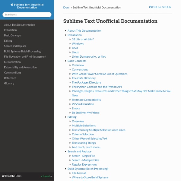 Sublime Text Unofficial Documentation — Sublime Text Unofficial Documentation