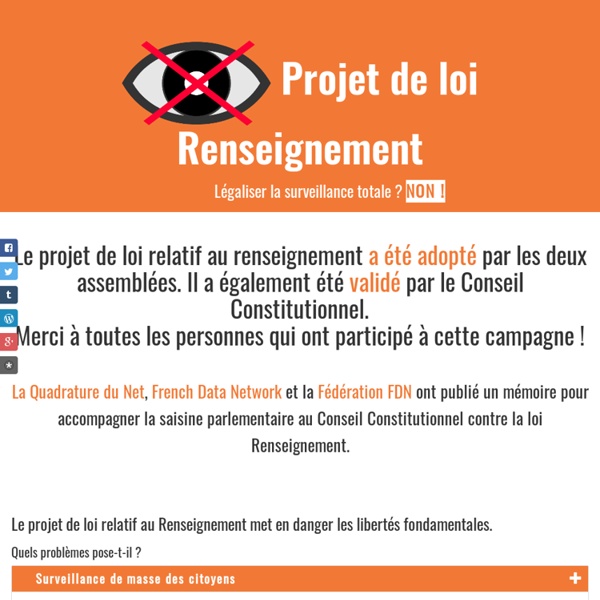 Projet de loi relatif au Renseignement : agissons contre la surveillance de masse !