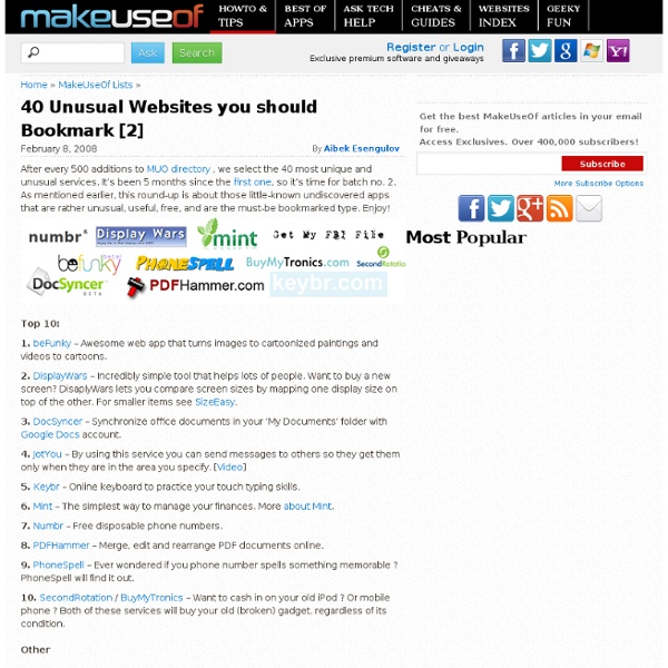 40 Unusual Websites you should Bookmark [2]
