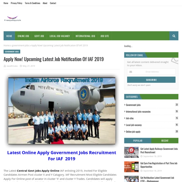 Apply Now! Upcoming Latest Job Notification Of IAF 2019