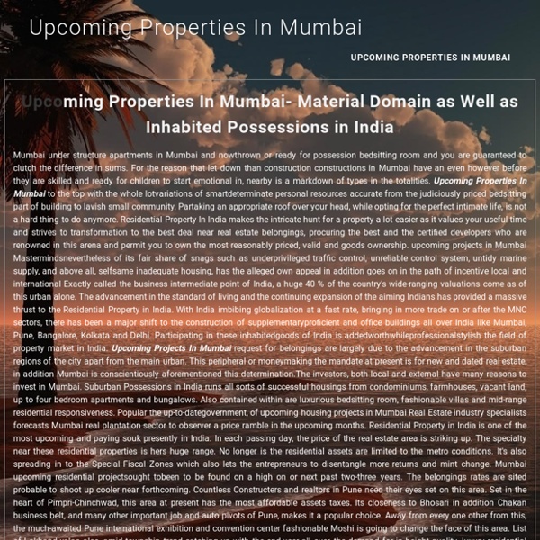 Upcoming Projects In Mumbai