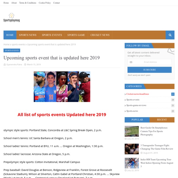 Upcoming sports event that is updated here 2019