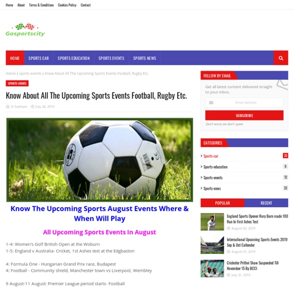 Know About All The Upcoming Sports Events Football, Rugby Etc.