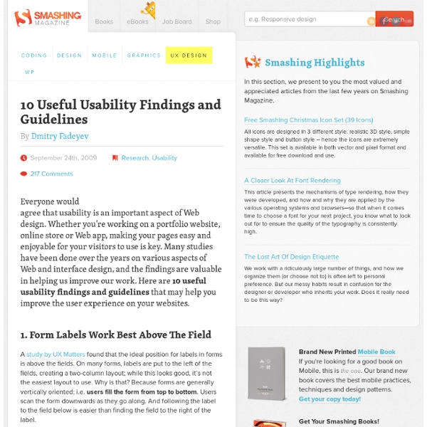 10 Useful Usability Findings and Guidelines