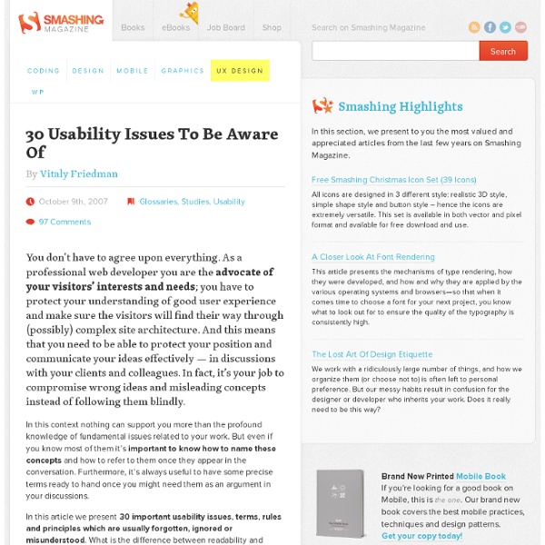 30 Usability Issues To Be Aware Of