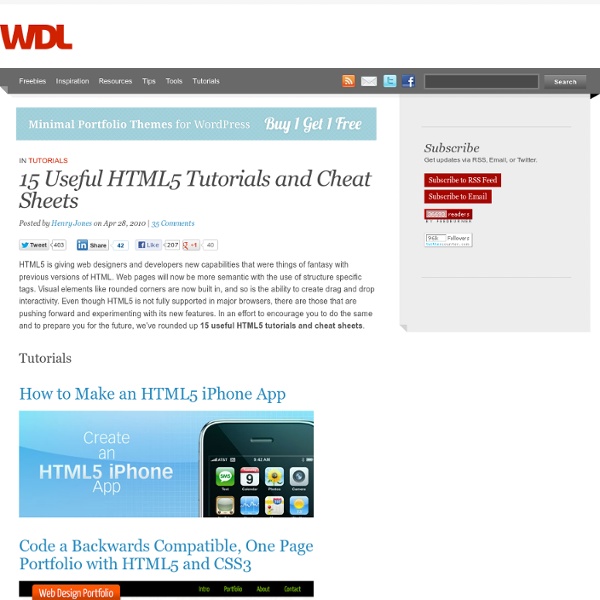 15 Useful HTML5 Tutorials and Cheat Sheets