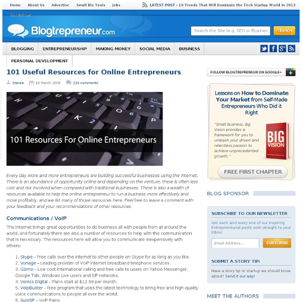 101 Useful Resources for Online Entrepreneurs