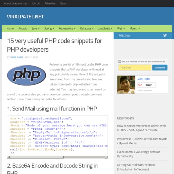 15 very useful PHP code snippets for PHP developers