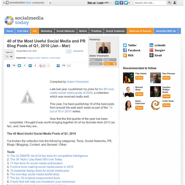 40 of the Most Useful Social Media and PR Blog Posts of Q1, 2010 (Jan - Mar)