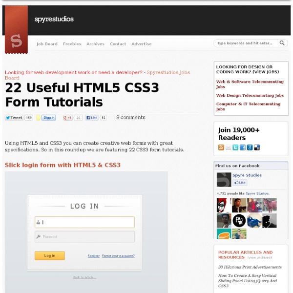 22 Useful HTML5 CSS3 Form Tutorials