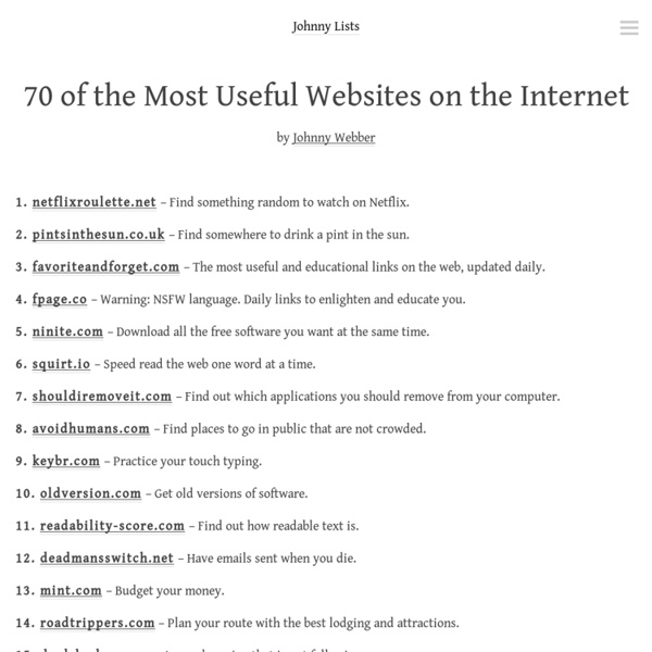 70 of the Most Useful Websites on the Internet