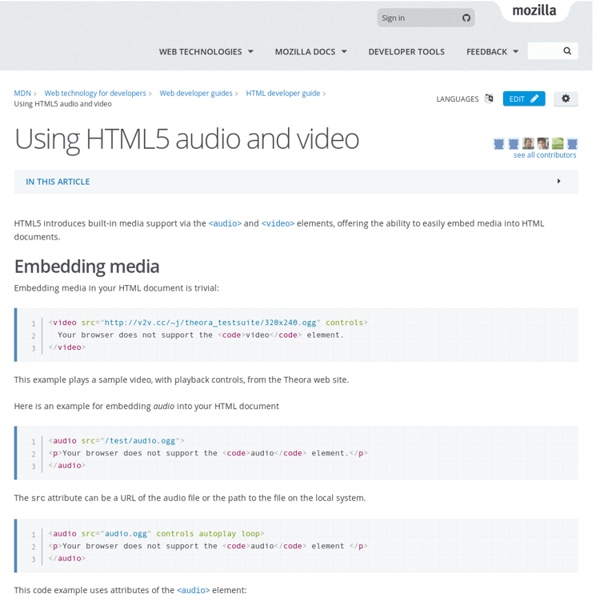 Using HTML5 audio and video - Web developer guide