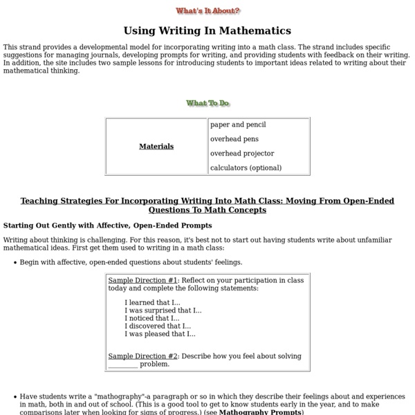 Using Writing In Mathematic