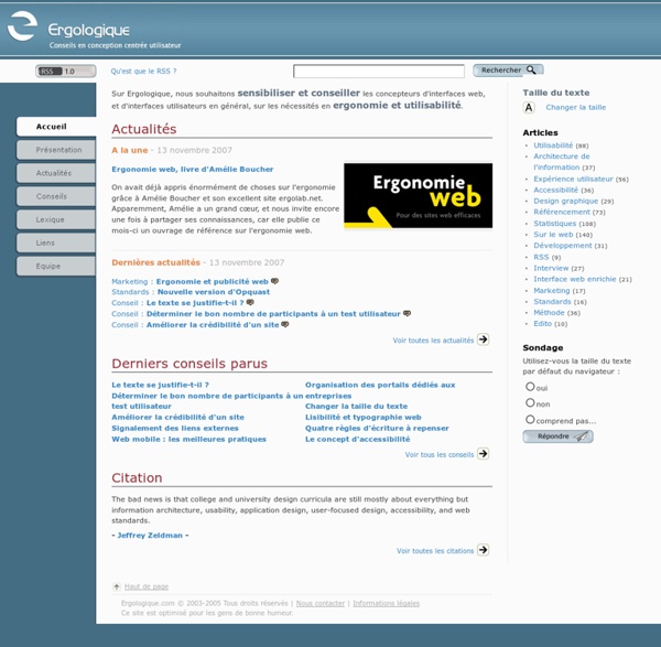 Ergologique.com - Ergonomie et utilisabilité d'interface web - Conception centrée utilisateur