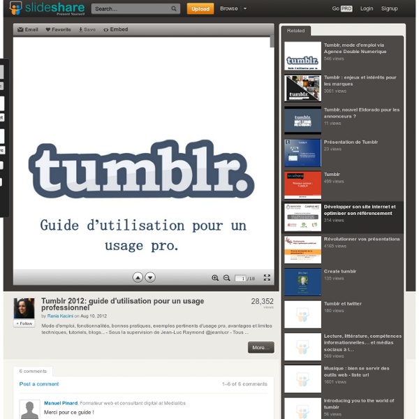 Tumblr 2012: guide d'utilisation pour un usage professionnel