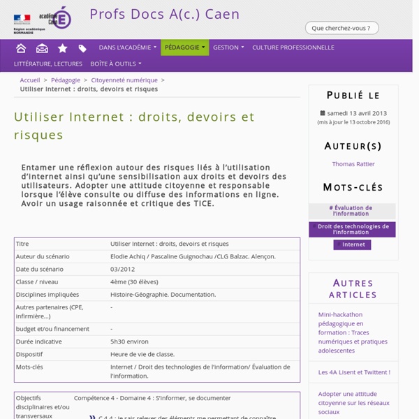 Utiliser Internet : droits, devoirs et risques