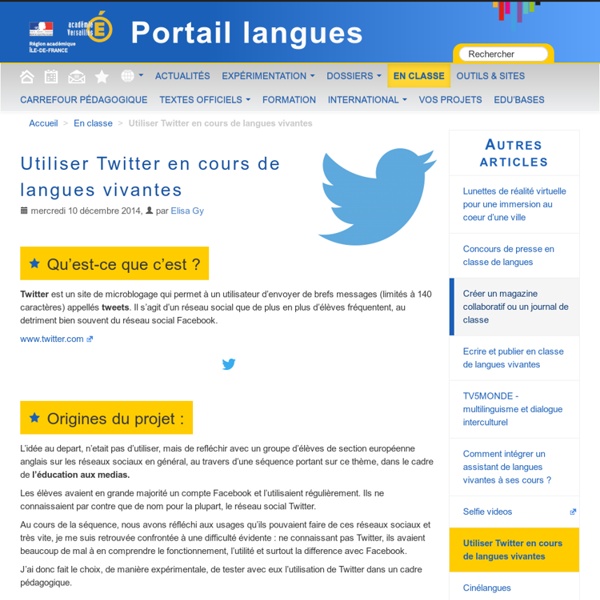 Utiliser Twitter en cours de langues vivantes