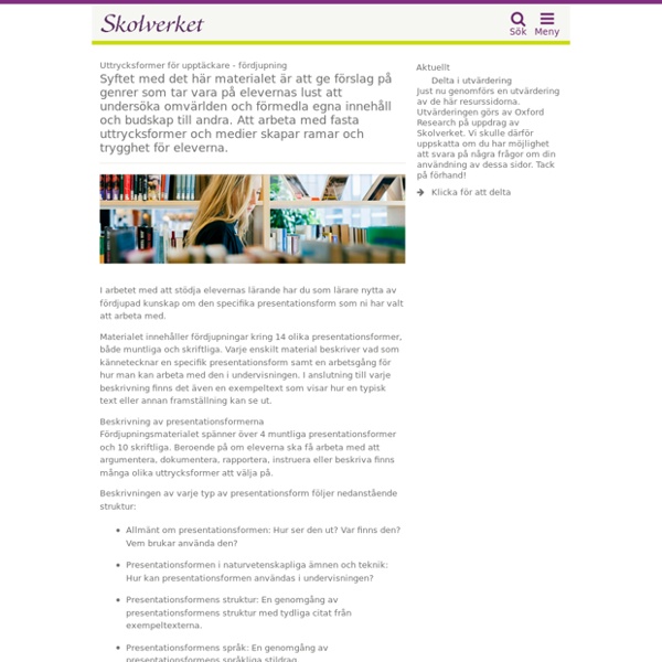 Uttrycksformer (Skolverket -texttyper m.m.)