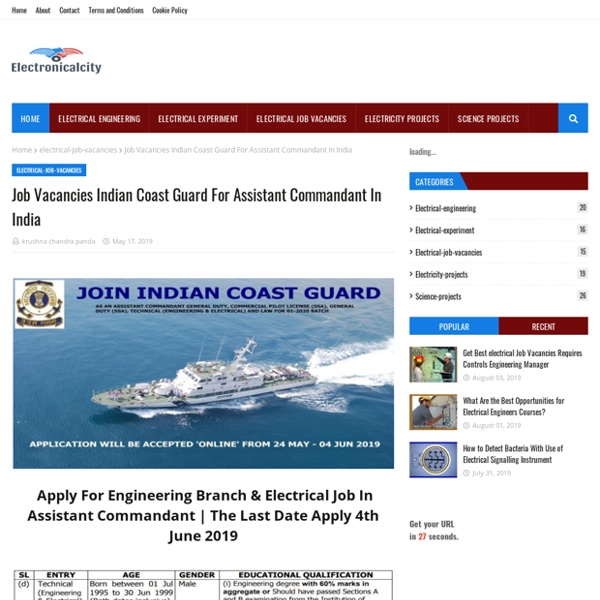 Job Vacancies Indian Coast Guard For Assistant Commandant In India