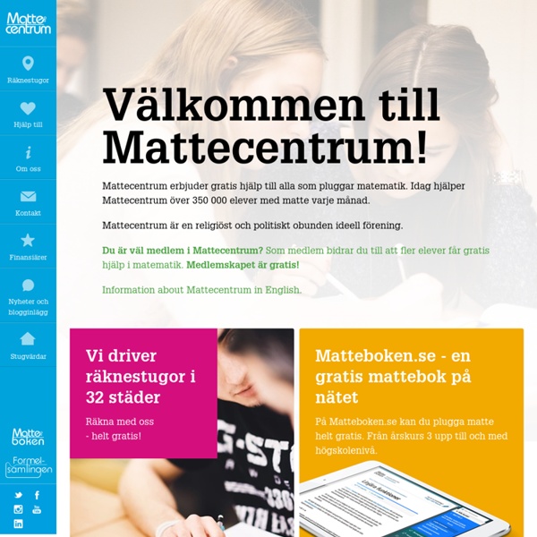 Välkommen till Mattecentrum – Mattecentrum, gratis läxhjälp i matematik för alla