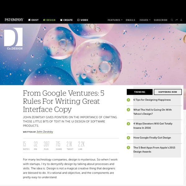 From Google Ventures: 5 Rules For Writing Great Interface Copy