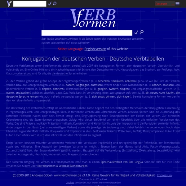 Deutsche Verben - Konjugation - Verbtabellen