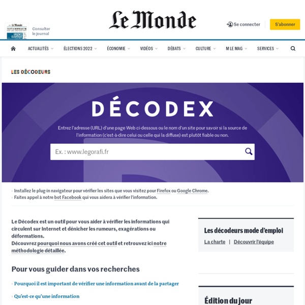Décodex: vérification de sources d'informations, pages Facebook et chaînes YouTube