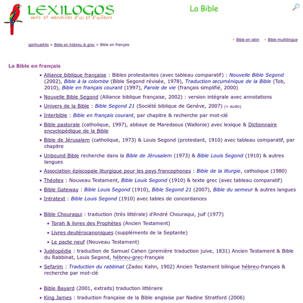 Bible en ligne : toutes les versions en français LEXILOGOS