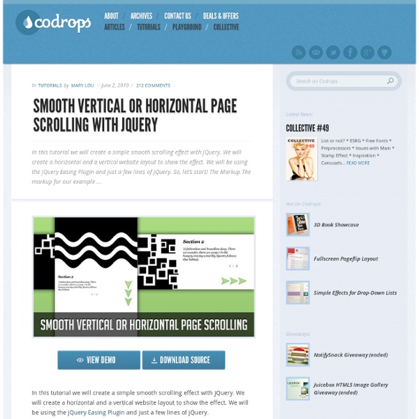 Smooth Vertical or Horizontal Page Scrolling with jQuery