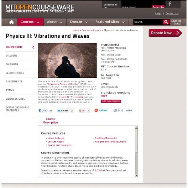 8.03 Physics III: Vibrations and Waves, Fall 2004