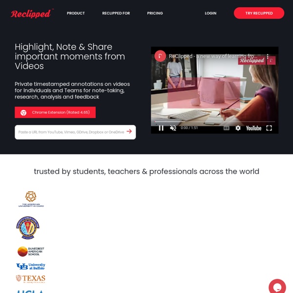 ReClipped. Discover, Annotate, Save, Share and Collect interesting parts from videos