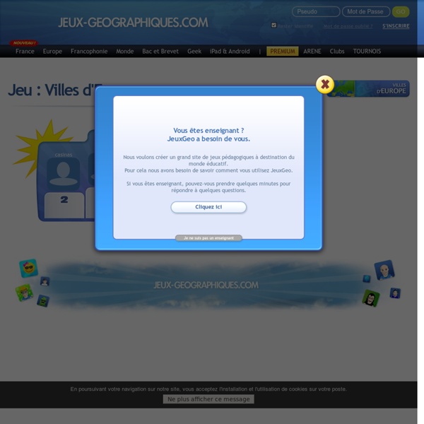 Villes d'Europe jeux en ligne gratuits de géographie