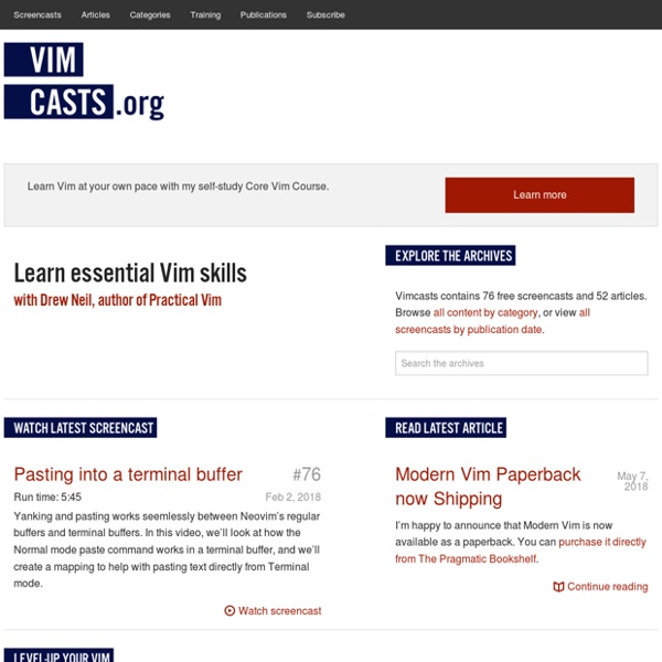 Vimcasts - free screencasts about the text editor Vim