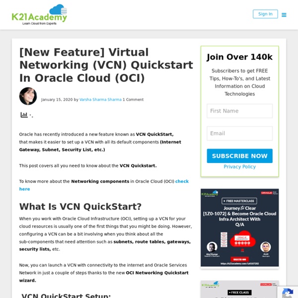 Virtual Networking (VCN) Quickstart in Oracle Cloud (OCI)