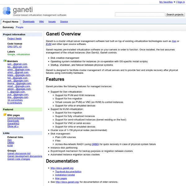 Ganeti - Project Hosting on Google Code