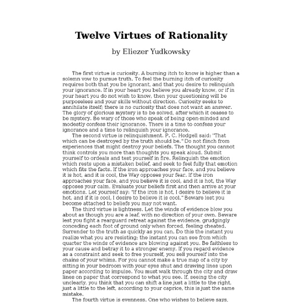 Twelve Virtues of Rationality by Eliezer Yudkowsky