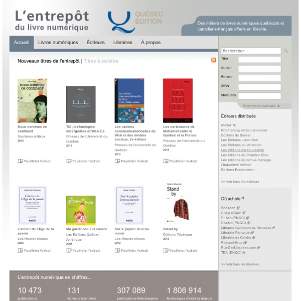 Entrepôt Numérique, plateforme de livres numériques - vitrine.entrepotnumerique.com