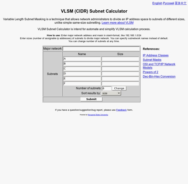 VLSM CIDR Subnet Calculator