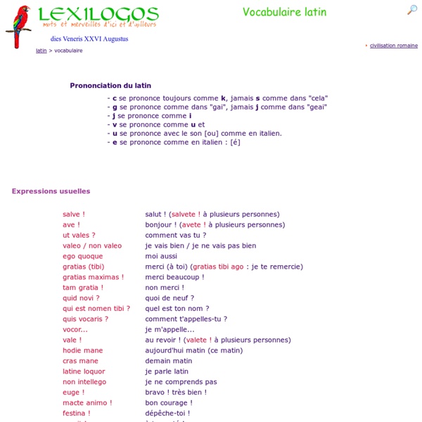 Vocabulaire latin : expressions usuelles