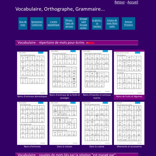 Exercices vocabulaire, orthographe, grammaire, GS CP CE1