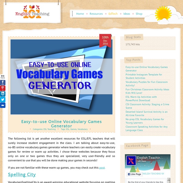 Easy-to-use Online Vocabulary Games Generator