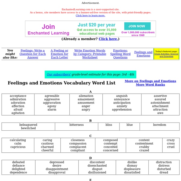 Emotions Feelings Word List - DopePicz